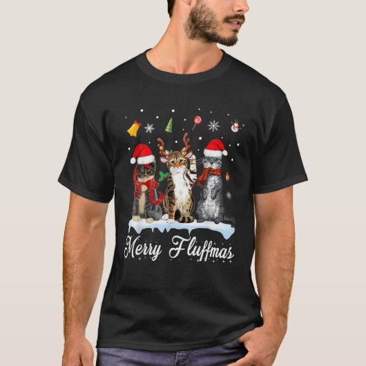 Vroegere kerstmis met drie kat t-shirt (Voorkant)