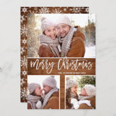 Vroegere kerstmis Moderne Rustic 3 PHOTO Greeting Feestdagenkaart (Voorkant / Achterkant)
