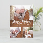 Vroegere kerstmis Moderne Rustic 4 PHOTO Greeting Feestdagenkaart (Staand voorkant)