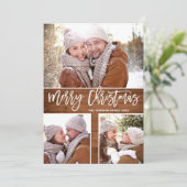 Vroegere kerstmis Moderne Rustic 4 PHOTO Greeting Feestdagenkaart (Staand voorkant)