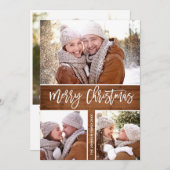 Vroegere kerstmis Moderne Rustic 4 PHOTO Greeting Feestdagenkaart (Voorkant / Achterkant)