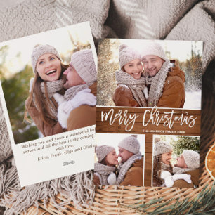Vroegere kerstmis Moderne Rustic 4 PHOTO Greeting Feestdagenkaart