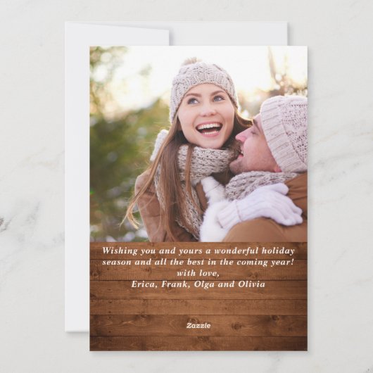 Vroegere kerstmis Moderne Rustic 4 PHOTO Greeting Feestdagenkaart (Achterkant)