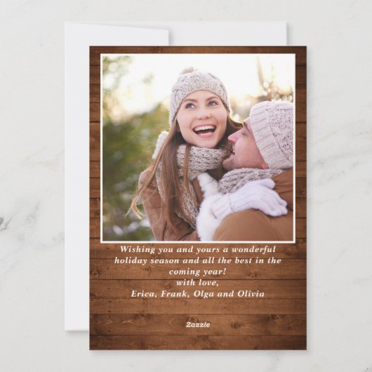 Vroegere kerstmis Moderne Rustic 4 PHOTO Greeting Feestdagenkaart (Achterkant)