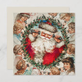 Vroegere kerstmis/Prettige feestdagen Kat-briefkaa (Voorkant / Achterkant)