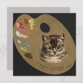 Vroegere kerstmis/Prettige feestdagen Kat-briefkaa Feestdagenkaart (Voorkant / Achterkant)