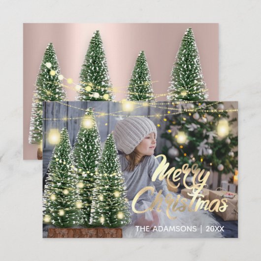 Vroegere kerstnaam Fotobomen Rozen lampjes Kaart (Voorkant / Achterkant)