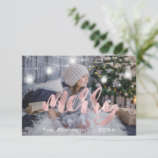 Vroegere kerstnaam Fotobomen Rozen lampjes Kaart (Staand voorkant)