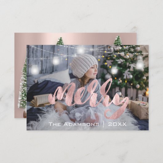 Vroegere kerstnaam Fotobomen Rozen lampjes Kaart (Voorkant / Achterkant)