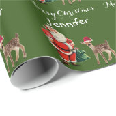 Vroegere kerstnaam, kerstman en rendierentransport cadeaupapier (Rol Hoek)