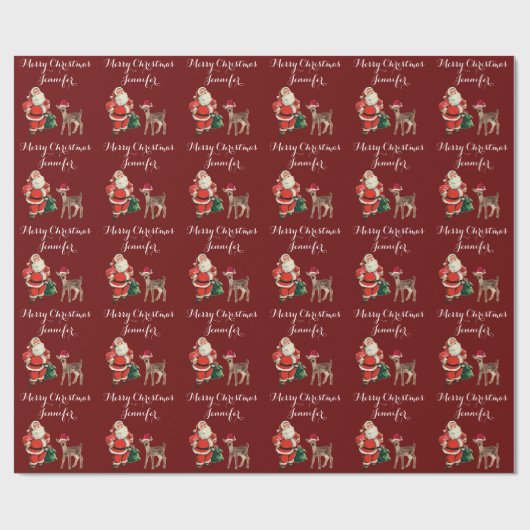 Vroegere kerstnaam Kerstman en rendiernaam Cadeaupapier (Vlak)