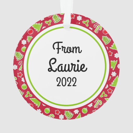 Vroegere kerstnaam Omkeerbare Retro Ornament (achterkant)