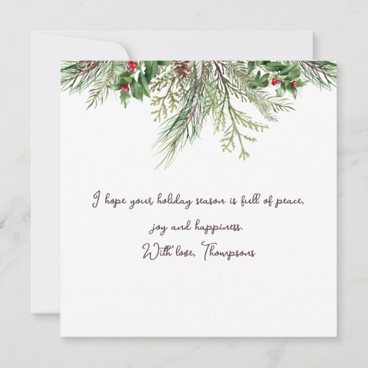 Vroegere kerstomlijsting Winter Wheath Greeting Bedankkaart (Achterkant)