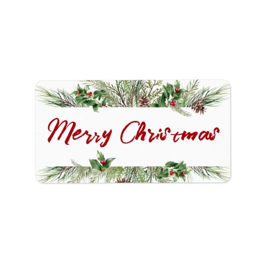 Vroegere kerstomlijsting Winter Wheath Greeting Etiket (Voorkant)