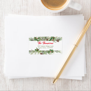 Vroegere kerstomlijsting Winter Wheath Greeting Etiket