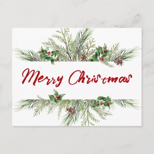 Vroegere kerstomlijsting Winter Wheath Greeting Feestdagenkaart (Voorkant)