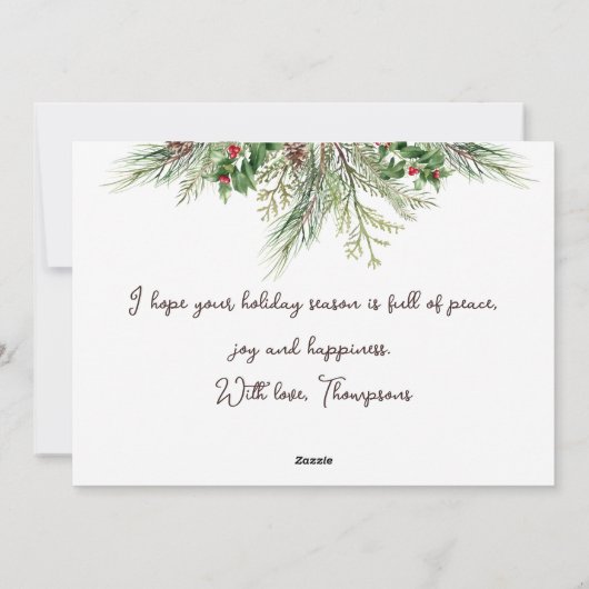 Vroegere kerstomlijsting Winter Wheath Greeting Feestdagenkaart (Achterkant)