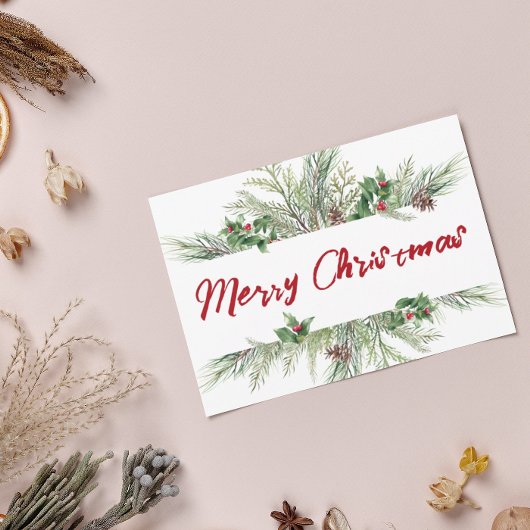 Vroegere kerstomlijsting Winter Wheath Greeting Feestdagenkaart