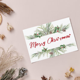 Vroegere kerstomlijsting Winter Wheath Greeting Feestdagenkaart