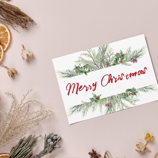 Vroegere kerstomlijsting Winter Wheath Greeting Feestdagenkaart