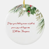 Vroegere kerstomlijsting Winter Wheath Greeting Keramisch Ornament (Achterkant)