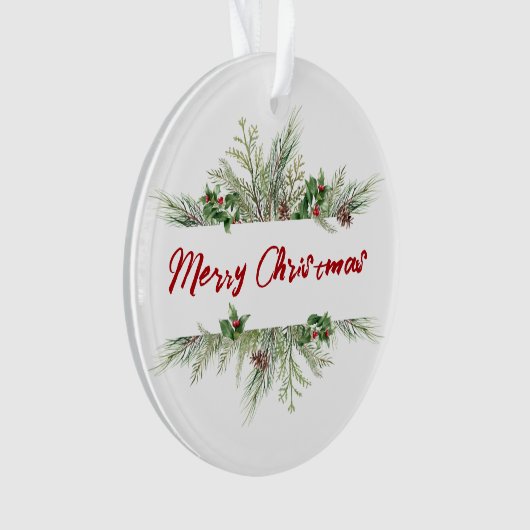 Vroegere kerstomlijsting Winter Wheath Greeting Ornament (voorkant)