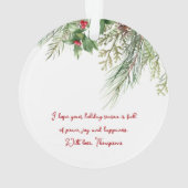 Vroegere kerstomlijsting Winter Wheath Greeting Ornament (achterkant)