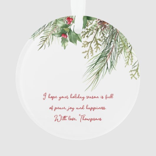 Vroegere kerstomlijsting Winter Wheath Greeting Ornament (achterkant)