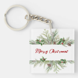 Vroegere kerstomlijsting Winter Wheath Greeting Sleutelhanger