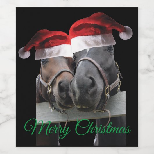 Vroegere kerstpaarden wijn etiket (Enkel label)