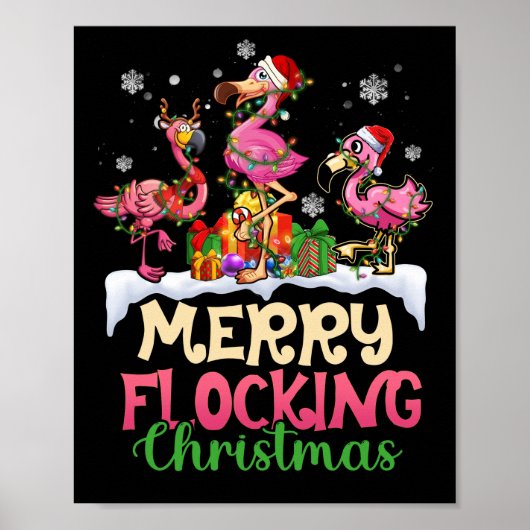 Vroegere kerstrendierSanta Flamingo Poster (Voorkant)