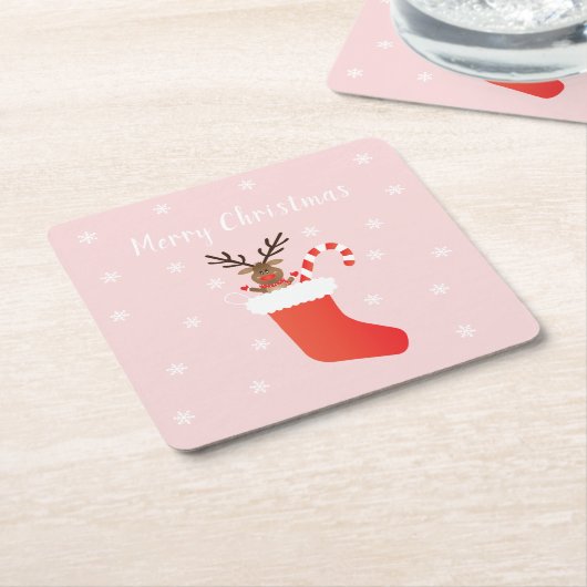 Vroegere kerstrendierstaart kartonnen onderzetters (Schuin)