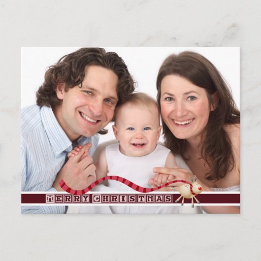 Vroegere kerstrendiertekst en bloktekst met foto feestdagenkaart (Voorkant)