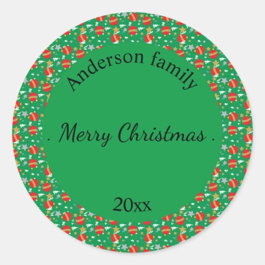 Vroegere kerstretro naam en plaats van datum ronde sticker (Voorkant)