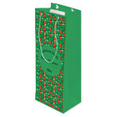 Vroegere kerstretro naam en plaats van datum wijn cadeautas (Achterkant Gekanteld)