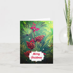 Vroegere kerstretro Tree Holiday-kaart Kaart