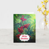 Vroegere kerstretro Tree Holiday-kaart Kaart (Gele Bloem)