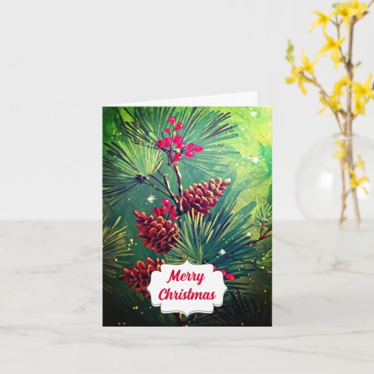 Vroegere kerstretro Tree Holiday-kaart Kaart (Gele Bloem)