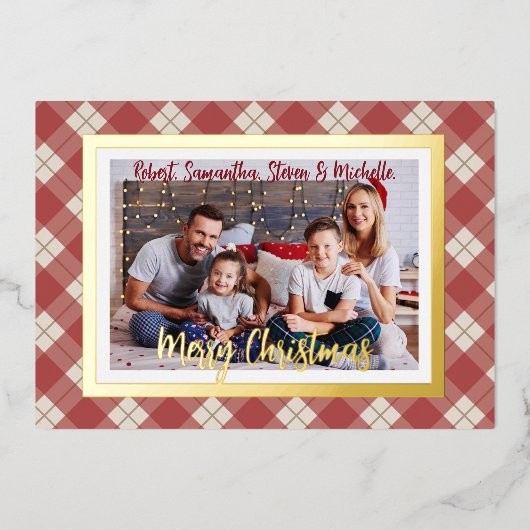Vroegere kerstritsserie Foto rood geplakt Folie Feestdagenkaart (Voorkant)