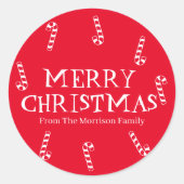 Vroegere kerstrode cadeaubon ronde sticker (Voorkant)