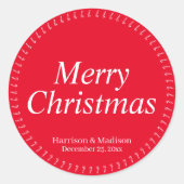 Vroegere kerstrode cadeaubon ronde sticker (Voorkant)