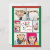 Vroegere kerstrode en groene Lijst collage-groet Feestdagenkaart (Voorkant)