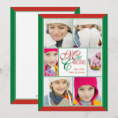 Vroegere kerstrode en groene Lijst collage-groet Feestdagenkaart (Voorkant / Achterkant)