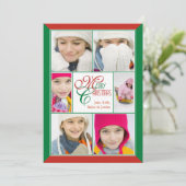 Vroegere kerstrode en groene Lijst collage-groet Feestdagenkaart (Staand voorkant)