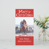 Vroegere kerstrode foto-kaart feestdagenkaart (Staand voorkant)