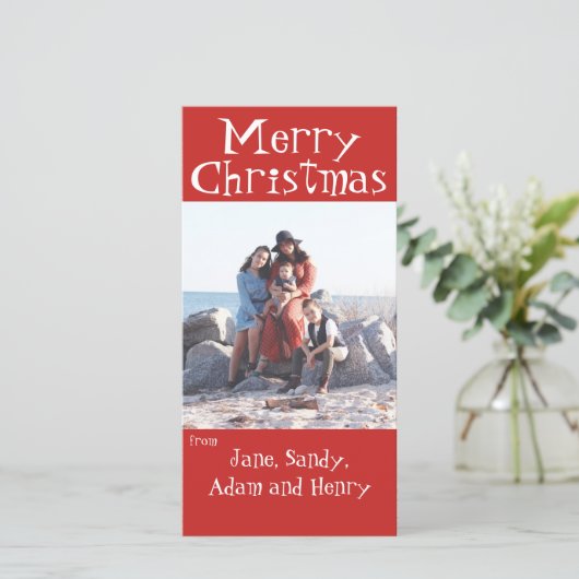 Vroegere kerstrode foto-kaart feestdagenkaart (Staand voorkant)