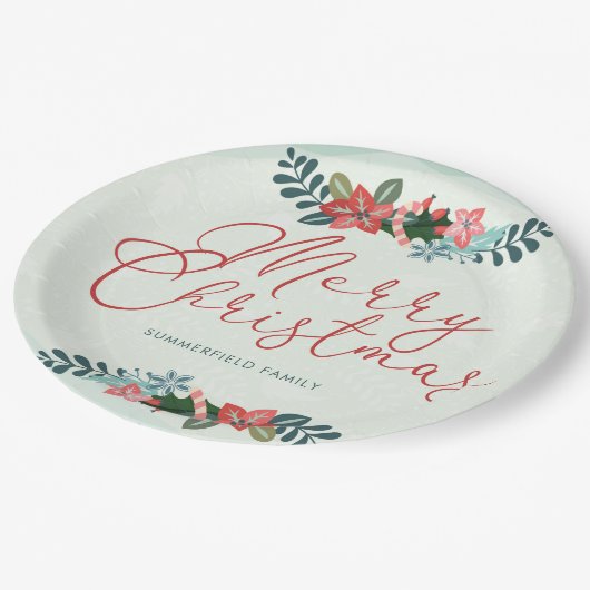 Vroegere kerstrode groene familienaam Aangepast Papieren Bordje (Gekanteld)