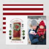 Vroegere kerstrode Waterverf Voorste foto Feestdagenkaart (Voorkant / Achterkant)