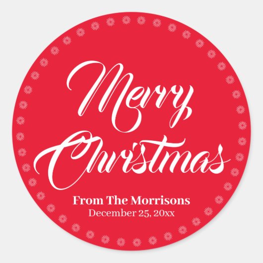 Vroegere kerstrode witte de naam van het douaneman ronde sticker (Voorkant)
