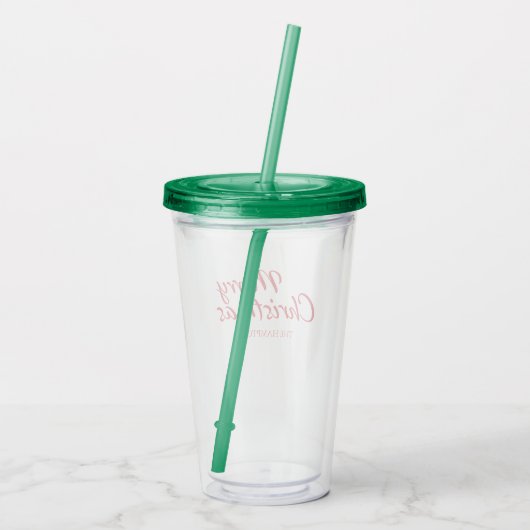 Vroegere kerstrood en sneeuw Aangepaste naam Acryl Drinkbeker (Achterkant)